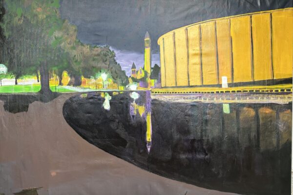 Kleinhans after dark, 2024. acrylic on canvas, 48 x 69 inches